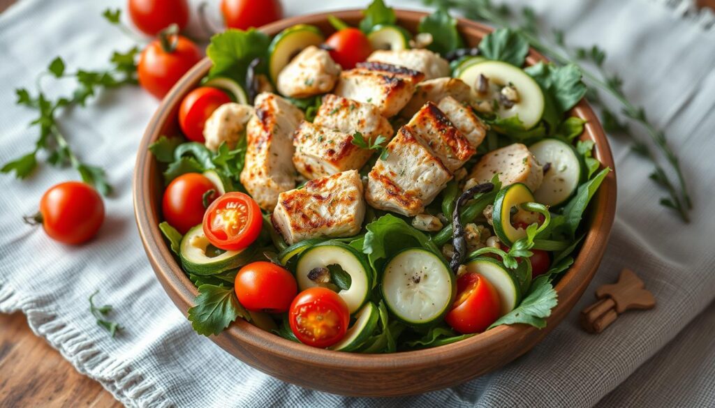 Chicken Salad with Zucchini and Artichokes