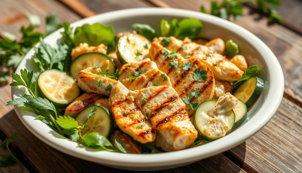 Chicken Salad with Zucchini and Artichokes