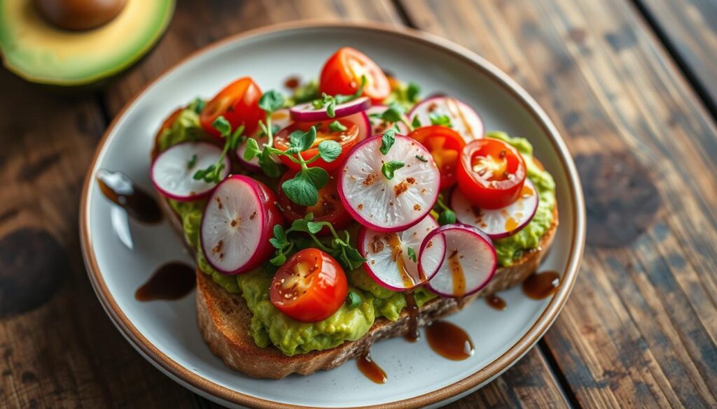 Creative avocado toast with flavor additions