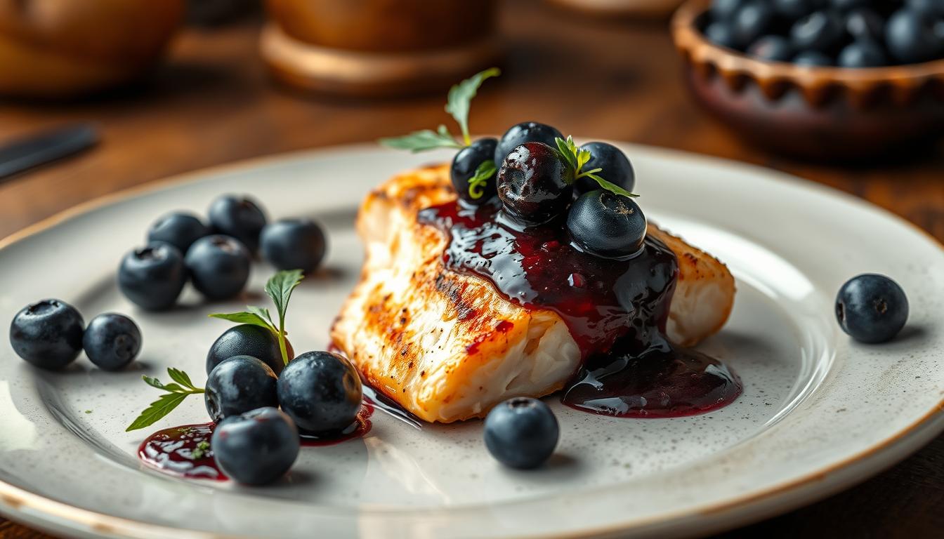 Grilled Salmon with Blueberry Sauce