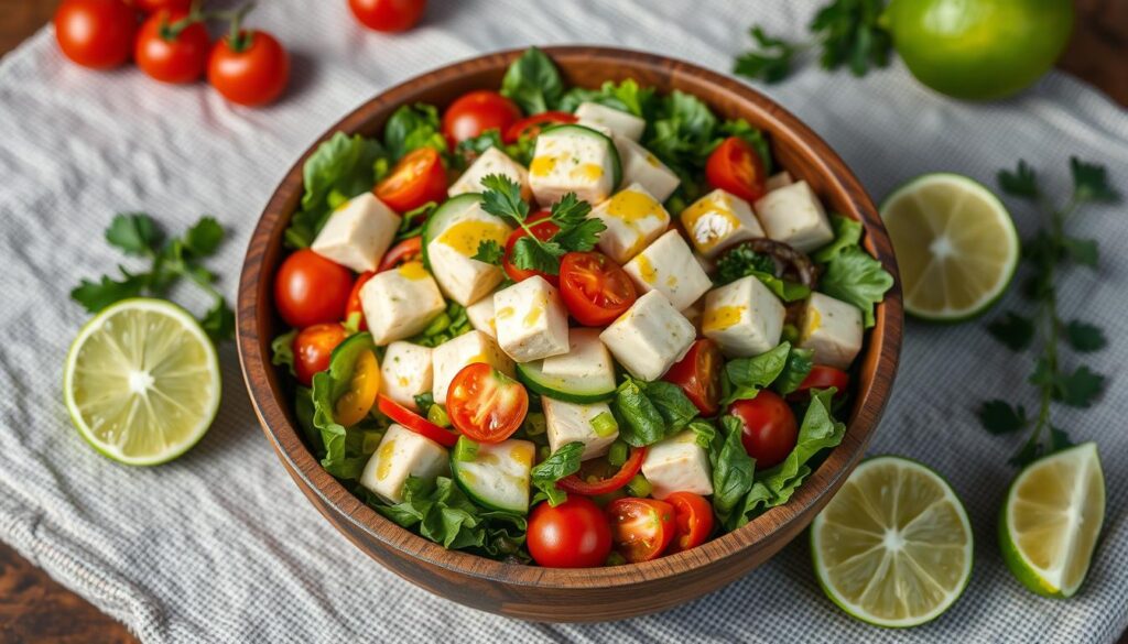 Tofu salad with lime dressing