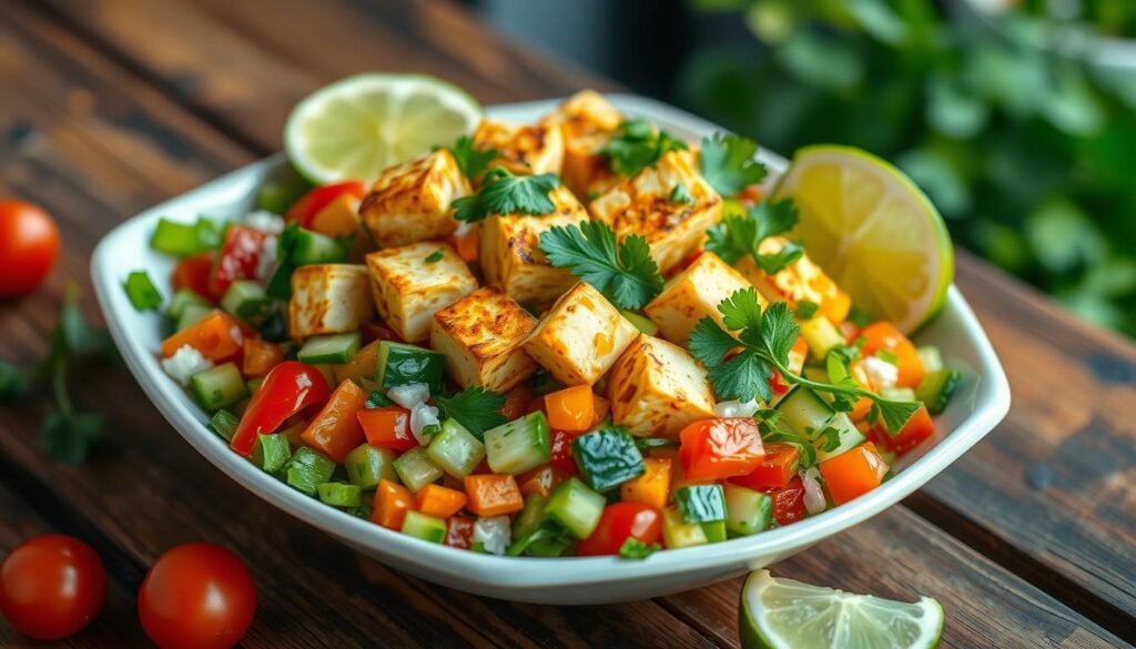 Tofu salad with lime dressing