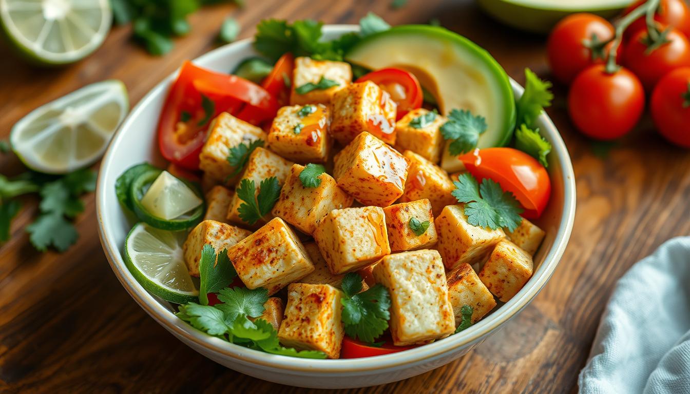 -Tofu salad with lime dressing