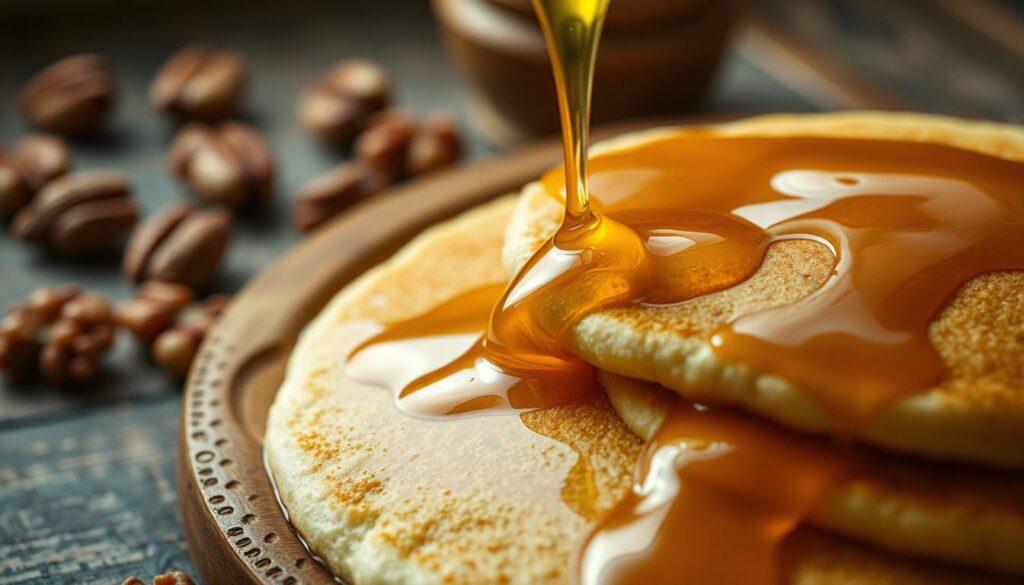 honey drizzled pancakes