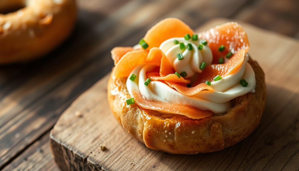 popular cream cheese and lox bagel